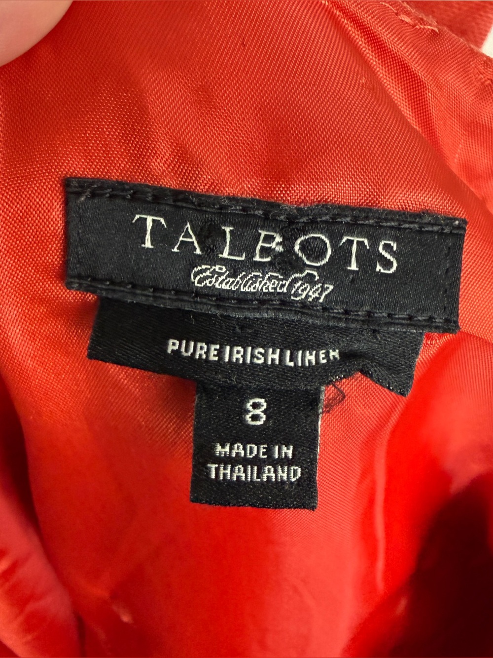 Vintage Talbots Orange Irish Linen Sleeveless Shift Dress Coastal Vacation 8 - Picture 7 of 8
